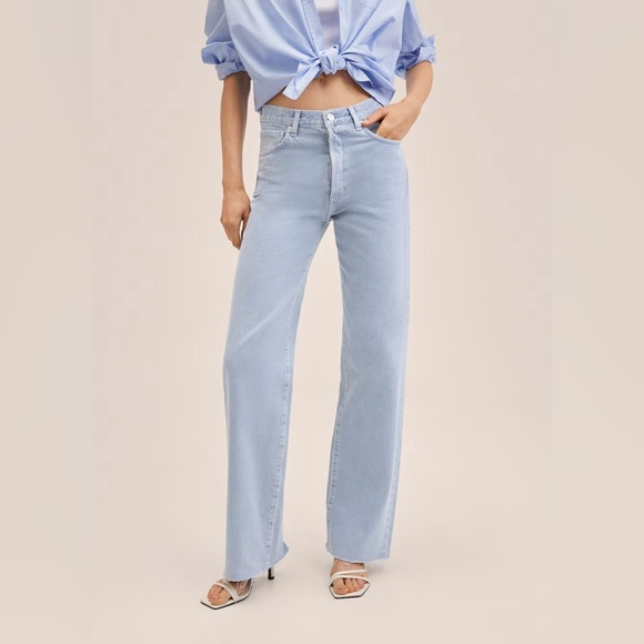 BRAND NEW Mango High-waist Wide Leg Raw Hem Denim  Sz 2 - Picture 7 of 7